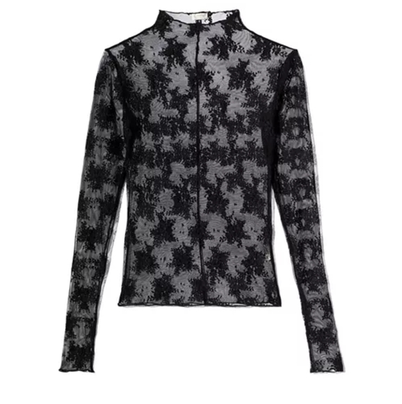 BNWT Free People Lady Lux Floral Mesh Layering Top in Black - Picture 2 of 3